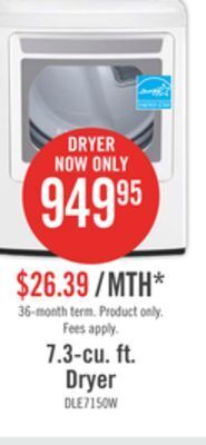 The Brick Lg 7.3 cu. ft. electric dryer - dle7150w offer