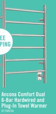 The Brick Ancona comfort dual 6-bar hardwired and plug-in towel warmer - an-5307 offer
