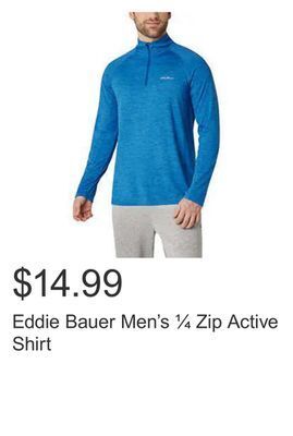 Costco Eddie bauer men's ¼ zip active shirt offer