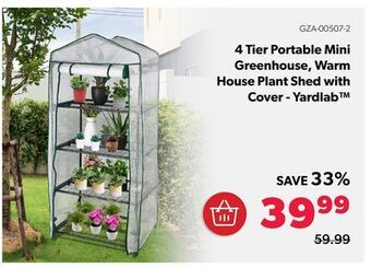 Shopper+ 4 tier portable mini greenhouse, warm house plant shed with cover - yardlab offer