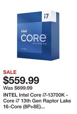 Newegg Intel core i7-13700k - core i7 13th gen raptor lake 16-core (8p+8e) p-core base frequency: 3.4 ghz e-core base frequency: 2.5 offer