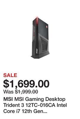 Newegg Msi gaming desktop trident 3 12tc-016ca intel core i7 12th gen 12700f (2.10ghz) 16gb ddr4 1 tb pcie ssd nvidia geforce rtx 30 offer