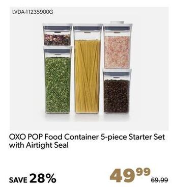 Shopper+ Oxo pop food container 5-piece starter set with airtight seal offer
