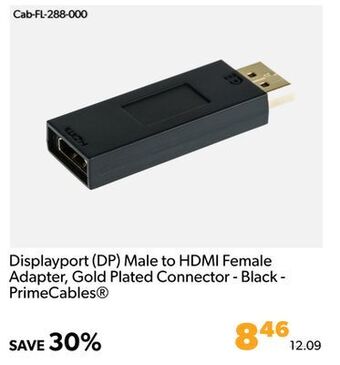 Shopper+ Displayport (dp) male to hdmi female adapter, gold plated connector - black - primecables offer