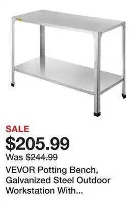Wayfair Vevor potting bench, galvanized steel outdoor workstation with rubber feet, multi-use double layers gardening table offer