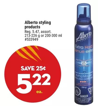 Giant Tiger Alberto styling products offer