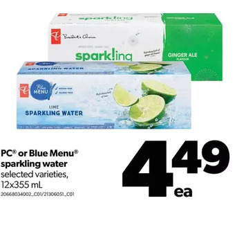 Real Canadian Superstore Pc or blue menu sparkling water offer