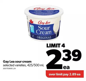 Real Canadian Superstore Gay lea sour cream offer