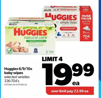 Real Canadian Superstore Huggies 6/9/10x baby wipes offer