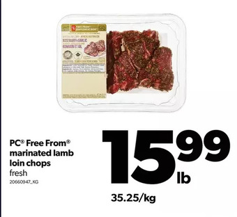 Real Canadian Superstore Pc free from marinated lamb loin chops offer