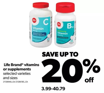 Real Canadian Superstore Life brand vitamins or supplements offer