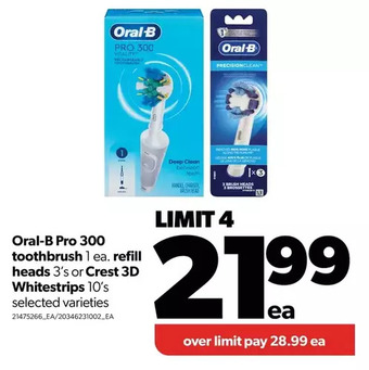 Real Canadian Superstore Oral-b pro 300 toothbrush, refill heads or crest 3d whitestrips offer