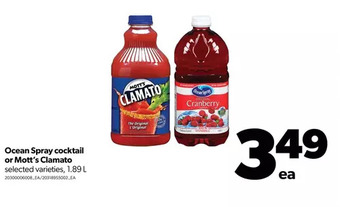 Real Canadian Superstore Ocean spray cocktail or mott's clamato offer