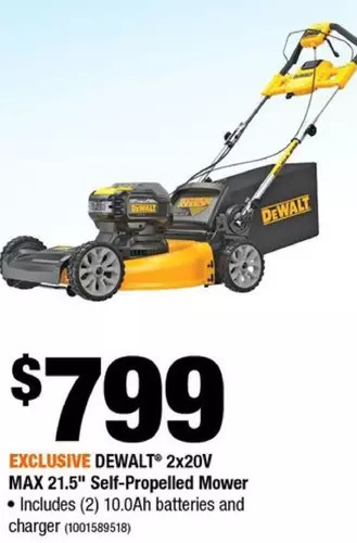Home Depot Dewalt 2x20v max 21.5 self-propelled mower offer