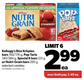 Real Canadian Superstore Kellogg's rice krispies bars, pop tarts, special k bars or nutri-grain bars offer