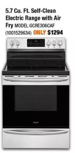 Home Depot Frigidaire gallery 5.7 cu. ft. self-clean electric range offer