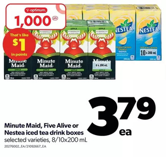 Real Canadian Superstore Minute maid, five alive or nestea iced tea drink boxes offer