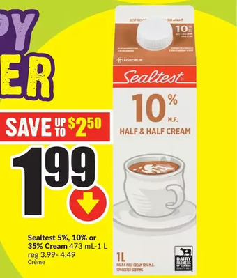 FreshCo Sealtest 5%, 10% or 35% cream offer