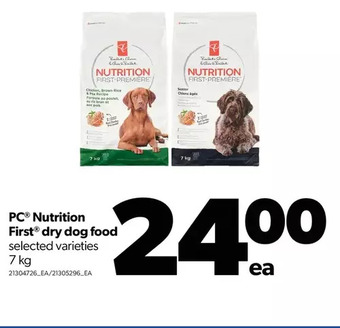 Real Canadian Superstore Pc nutrition first dry dog food offer