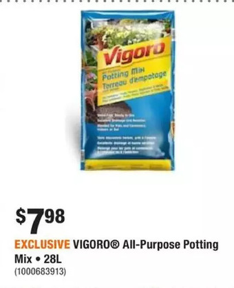Home Depot 28 l all-purpose potting soil mix offer