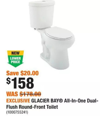 Home Depot Glacier bay all-in-one dual-flush round-front toilet offer