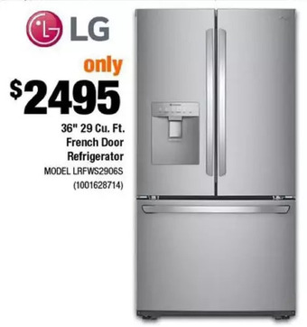 Home Depot Lg 36 29 cu. ft. french door refrigerator offer