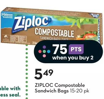 Sobeys Ziploc compostable sandwich bags offer