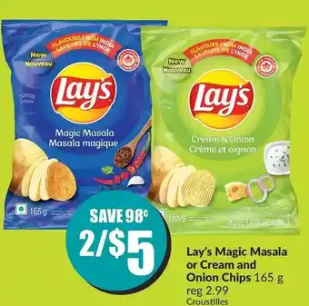 FreshCo Lay's magic masala or cream and onion chips offer