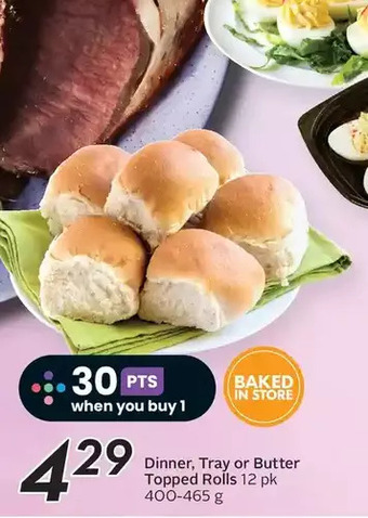 Sobeys Dinner, tray or butter topped rolls offer