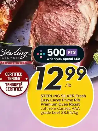 Sobeys Sterling silver fresh easy carve prime rib premium oven roast offer