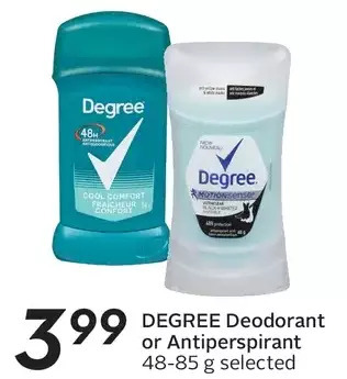 Sobeys Degree deodorant or antiperspirant offer