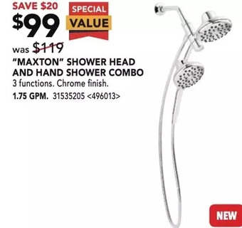 Lowe's Kohler maxton shower head and hand shower combo offer