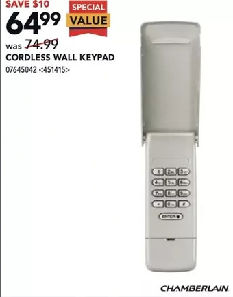 Lowe's Chamberlain cordless wall keypad offer
