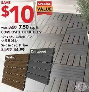 Lowe's Aura composite deck tiles 12 x 12 offer