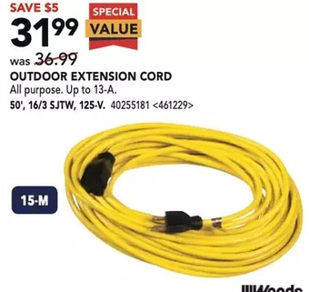 Lowe's Woods outdoor extension cord 50' offer
