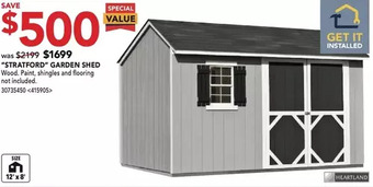 Lowe's Heartland stratford garden shed offer