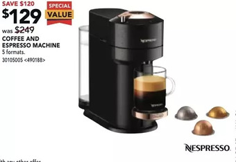 Lowe's Nespresso coffee and espresso machine offer