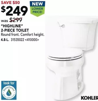 Lowe's Kohler highline 2-piece toilet offer
