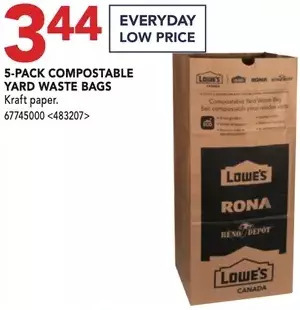 RONA 5-pack compostable yard waste bags offer