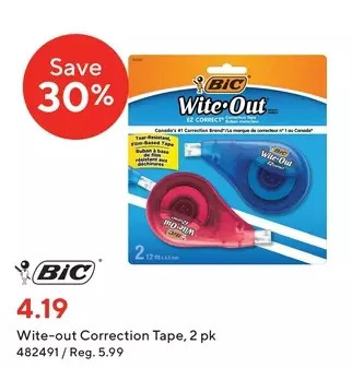 Staples Bic wite-out correction tape offer