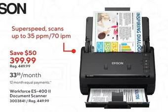 Staples Epson workforce es-400 ii document scanner offer