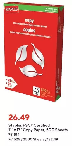 Staples Staples fsc certified copy paper offer