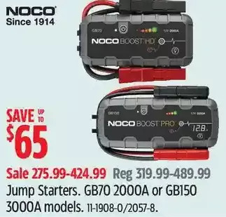 Canadian Tire Noco jump starters offer