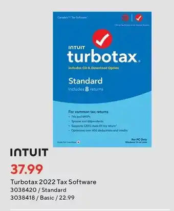 Staples Intuit turbotax 2022 tax software | basic offer
