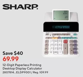 Staples Sharp 12-digit paperless printing desktop display calculator offer