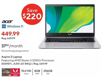 Staples Acer aspire 3 laptop offer