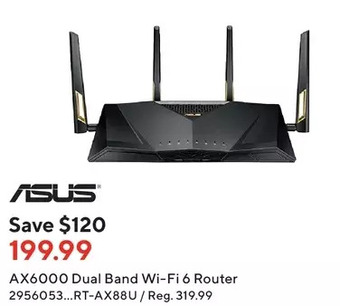 Staples Asus ax6000 dual band wi-fi 6 router offer