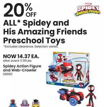 Toys R us Spidey and his amazing friends spidey action figure and web-crawler vehicle offer