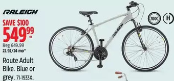 Canadian Tire Raleigh route adult bike offer