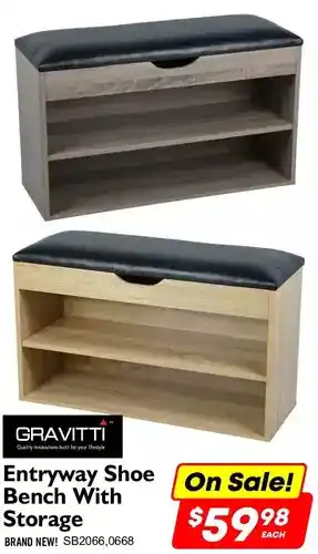 Factory Direct Gravitti entryway shoe bench with storage offer